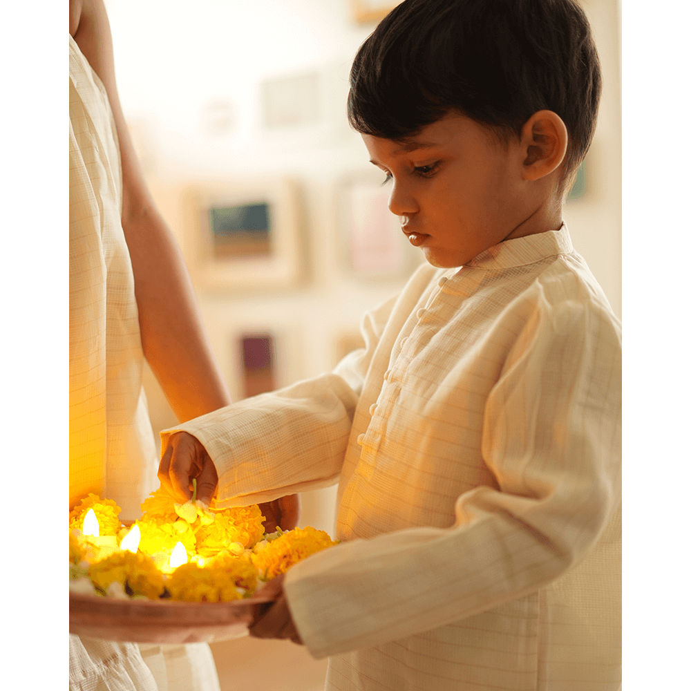 Love The World Today Parijat Festive Kurta - White and Gold