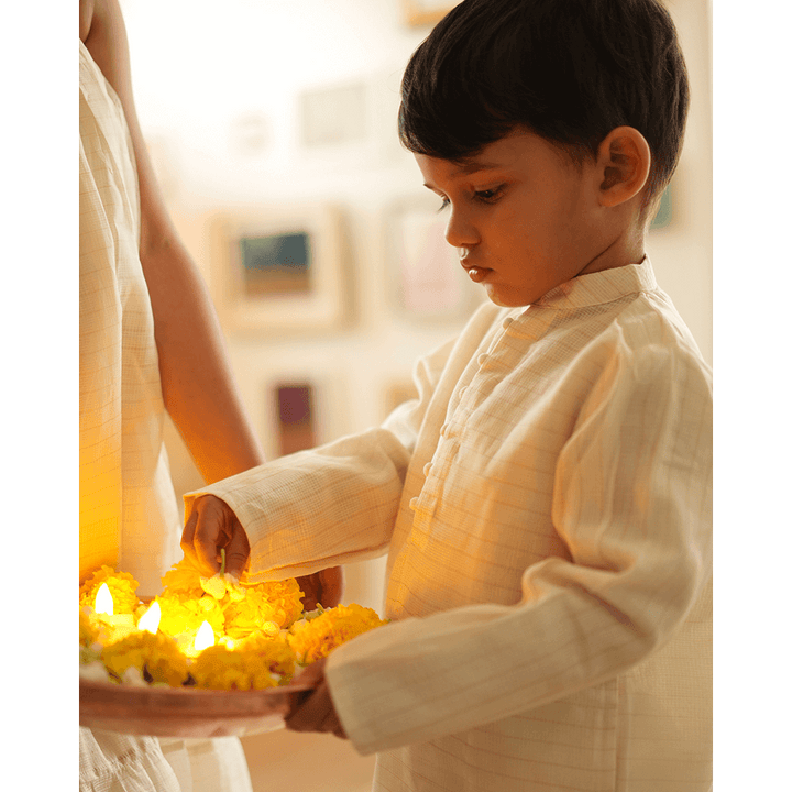 Love The World Today Parijat Festive Kurta - White and Gold