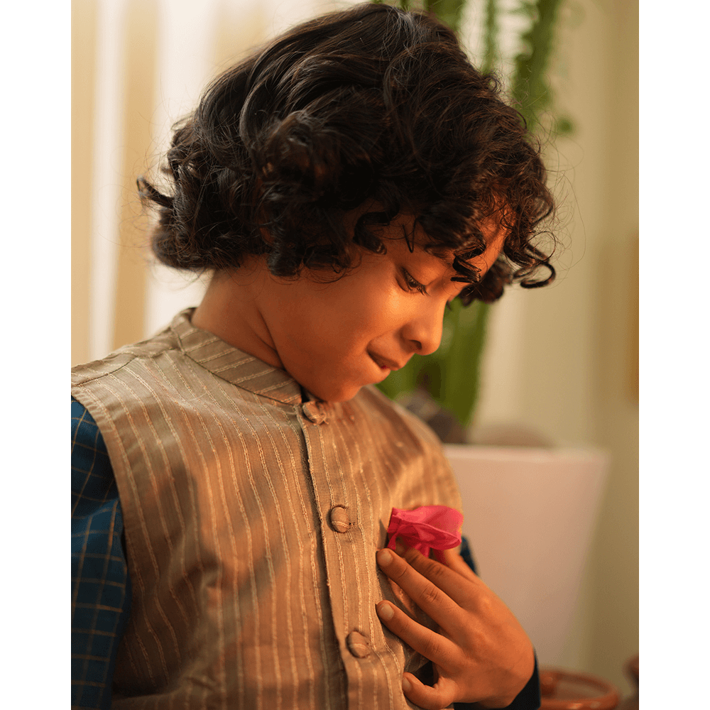 Love The World Today Indu Bandi Gold Nehru Jacket - Grey