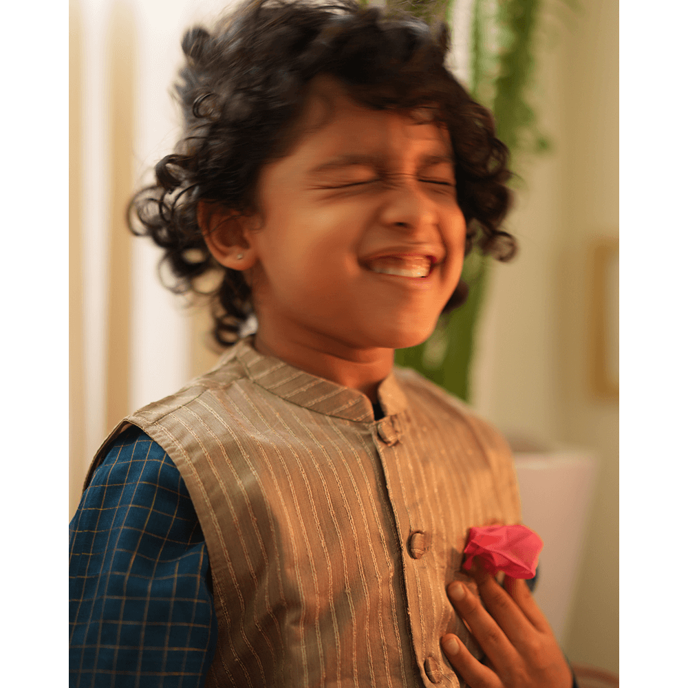 Love The World Today Indu Bandi Gold Nehru Jacket - Grey