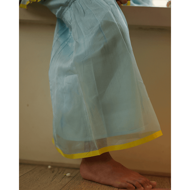 Love The World Today Poppy Sharara Kurta Set - Light Blue &amp; Yellow