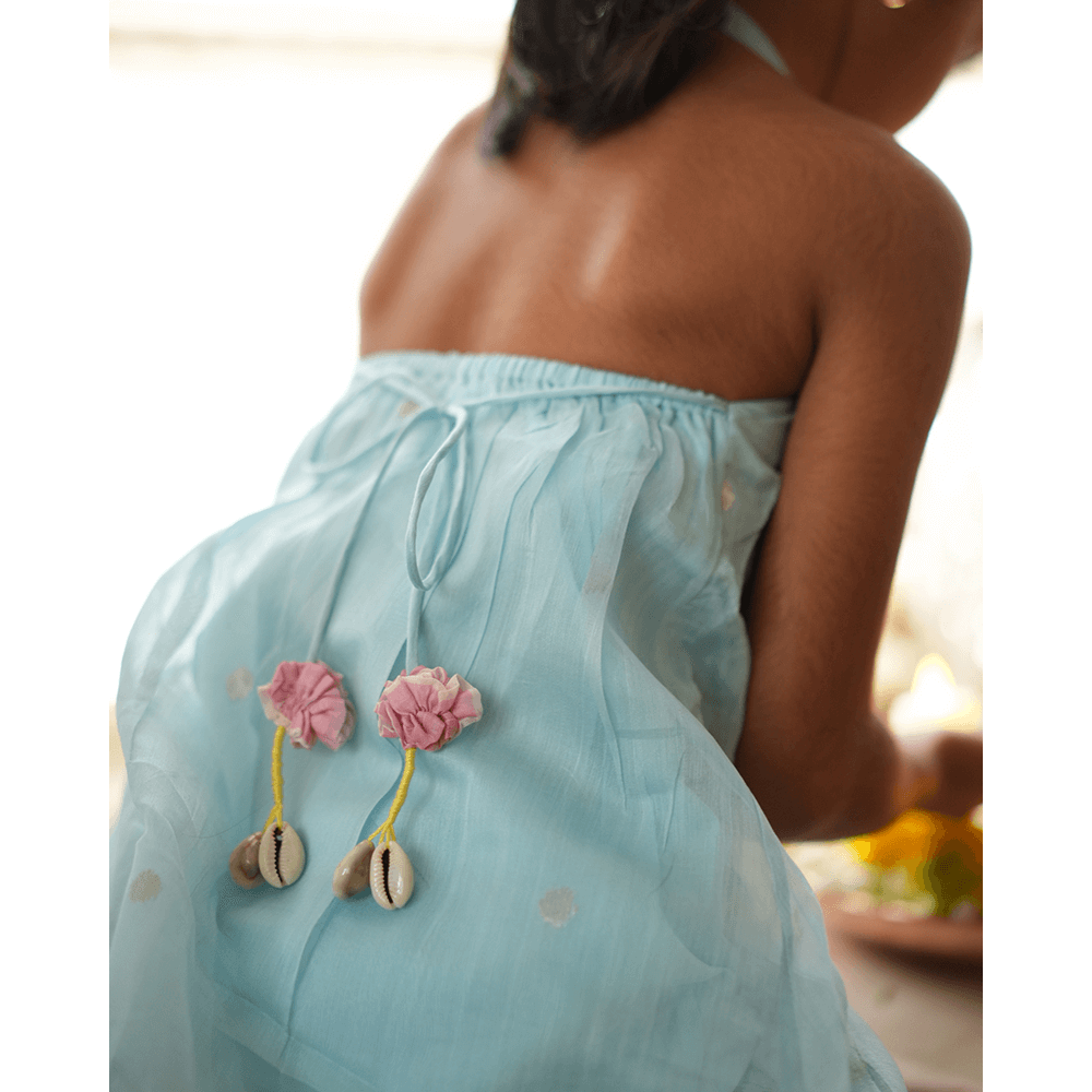 Love The World Today Poppy Sharara Kurta Set - Light Blue &amp; Yellow