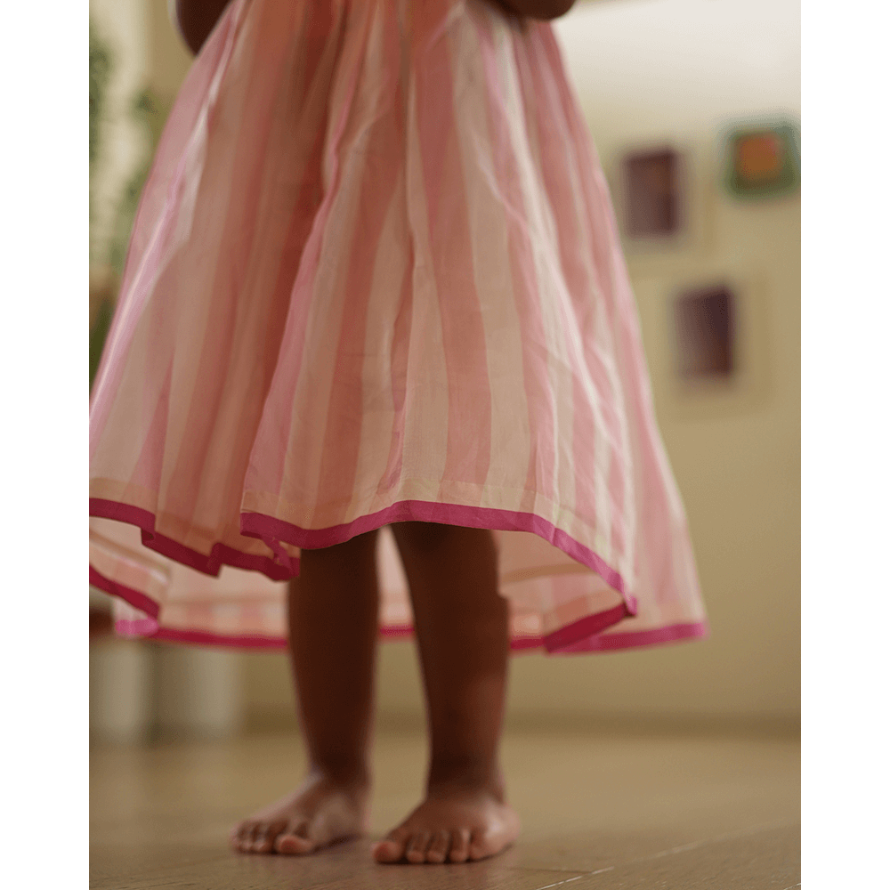 Love The World Today Kamal Lehenga Set - Baby Pink Stripes