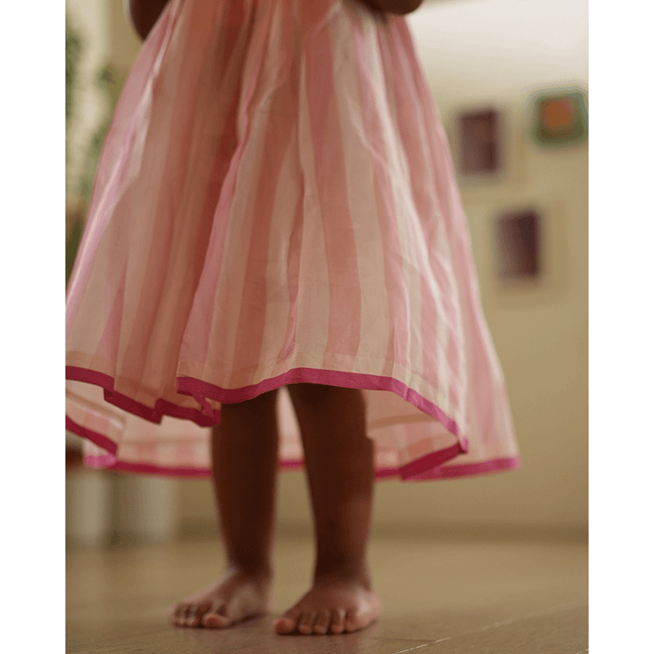 Love The World Today Kamal Lehenga Set - Baby Pink Stripes