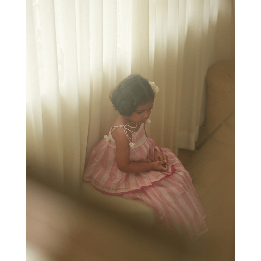 Love The World Today Kamal Lehenga Set - Baby Pink Stripes