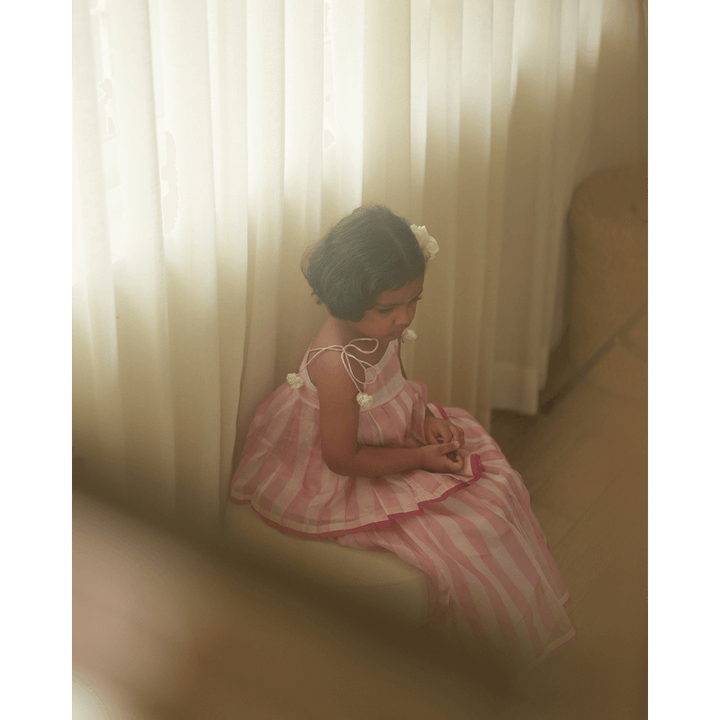 Love The World Today Kamal Lehenga Set - Baby Pink Stripes