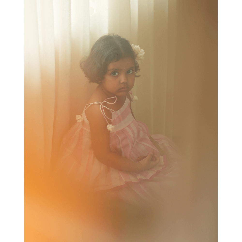 Love The World Today Kamal Lehenga Set - Baby Pink Stripes