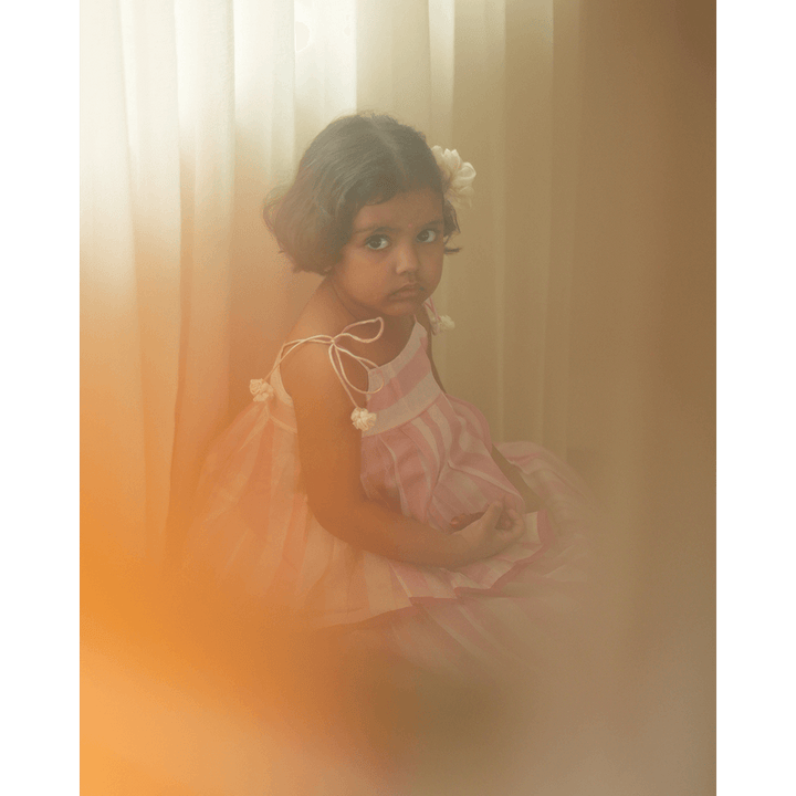 Love The World Today Kamal Lehenga Set - Baby Pink Stripes