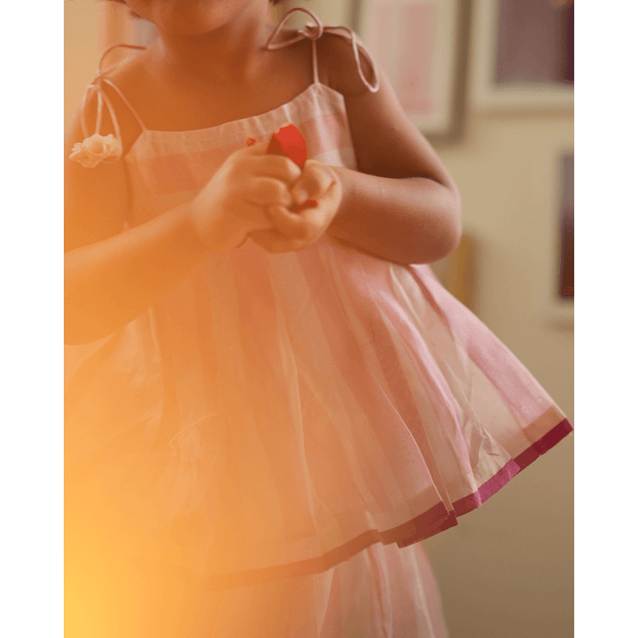 Love The World Today Kamal Lehenga Set - Baby Pink Stripes