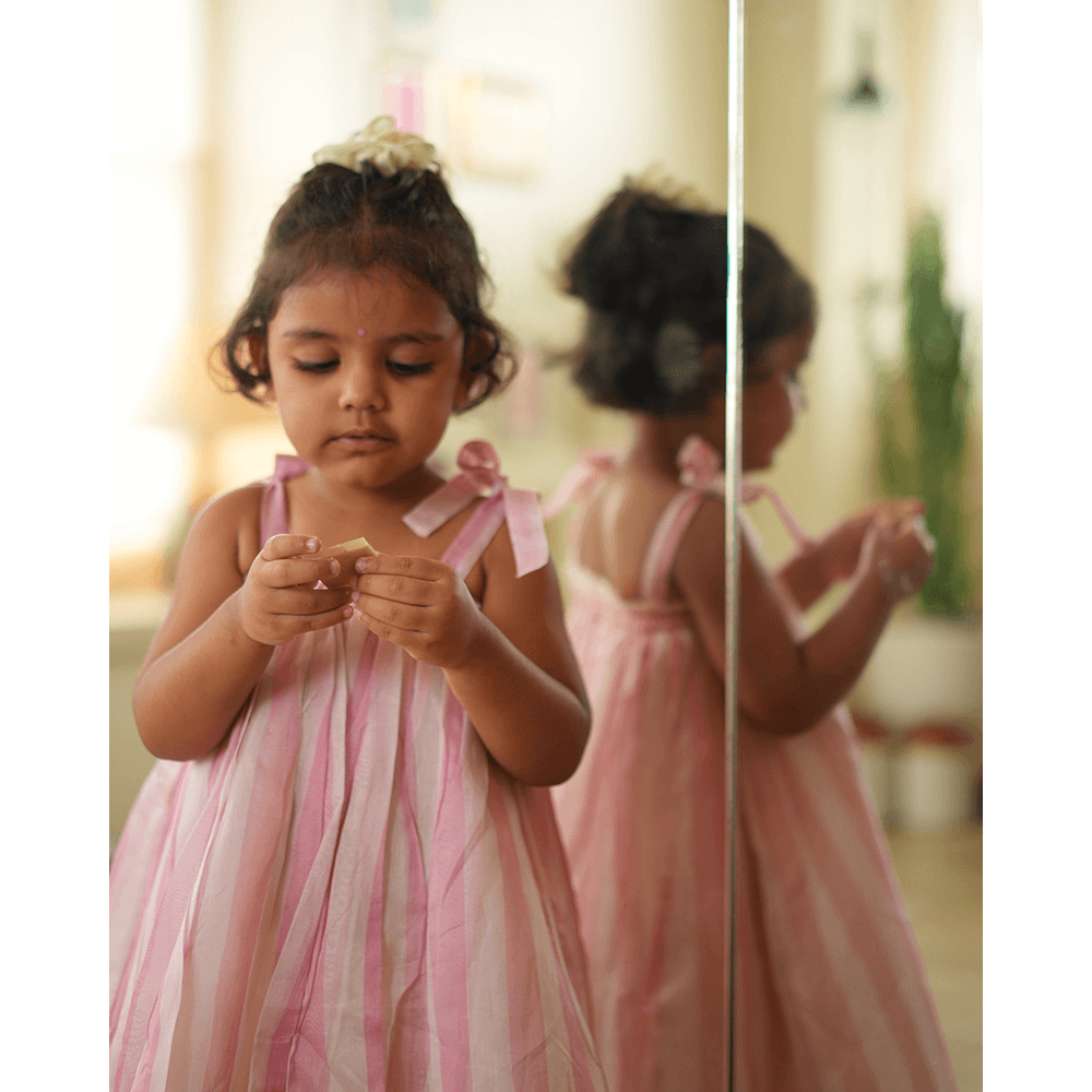 Love The World Today Kamal Lehenga Set - Baby Pink Stripes