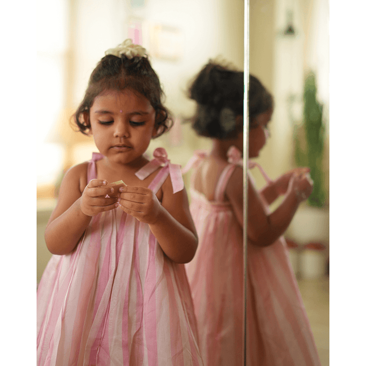 Love The World Today Kamal Lehenga Set - Baby Pink Stripes