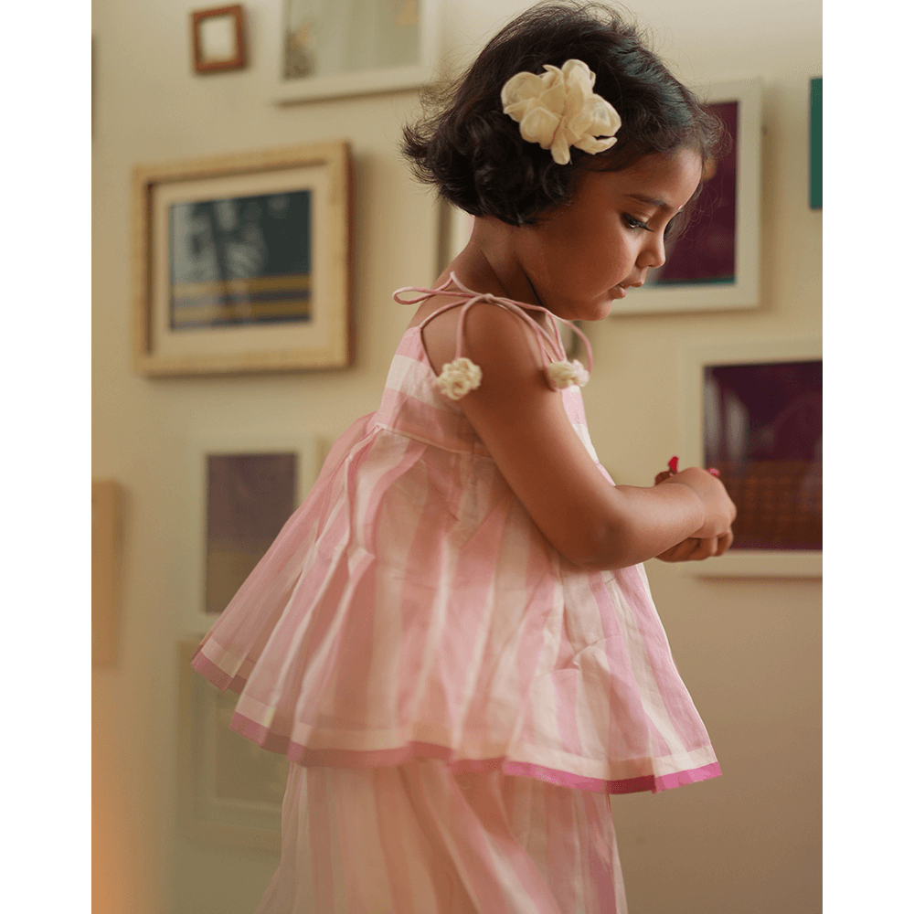 Love The World Today Kamal Lehenga Set - Baby Pink Stripes