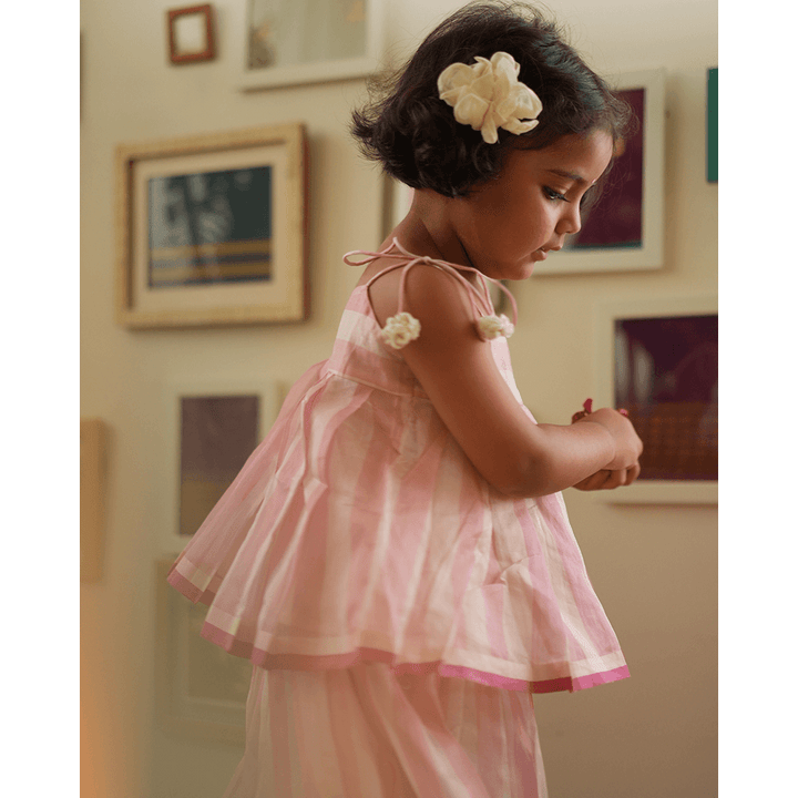 Love The World Today Kamal Lehenga Set - Baby Pink Stripes