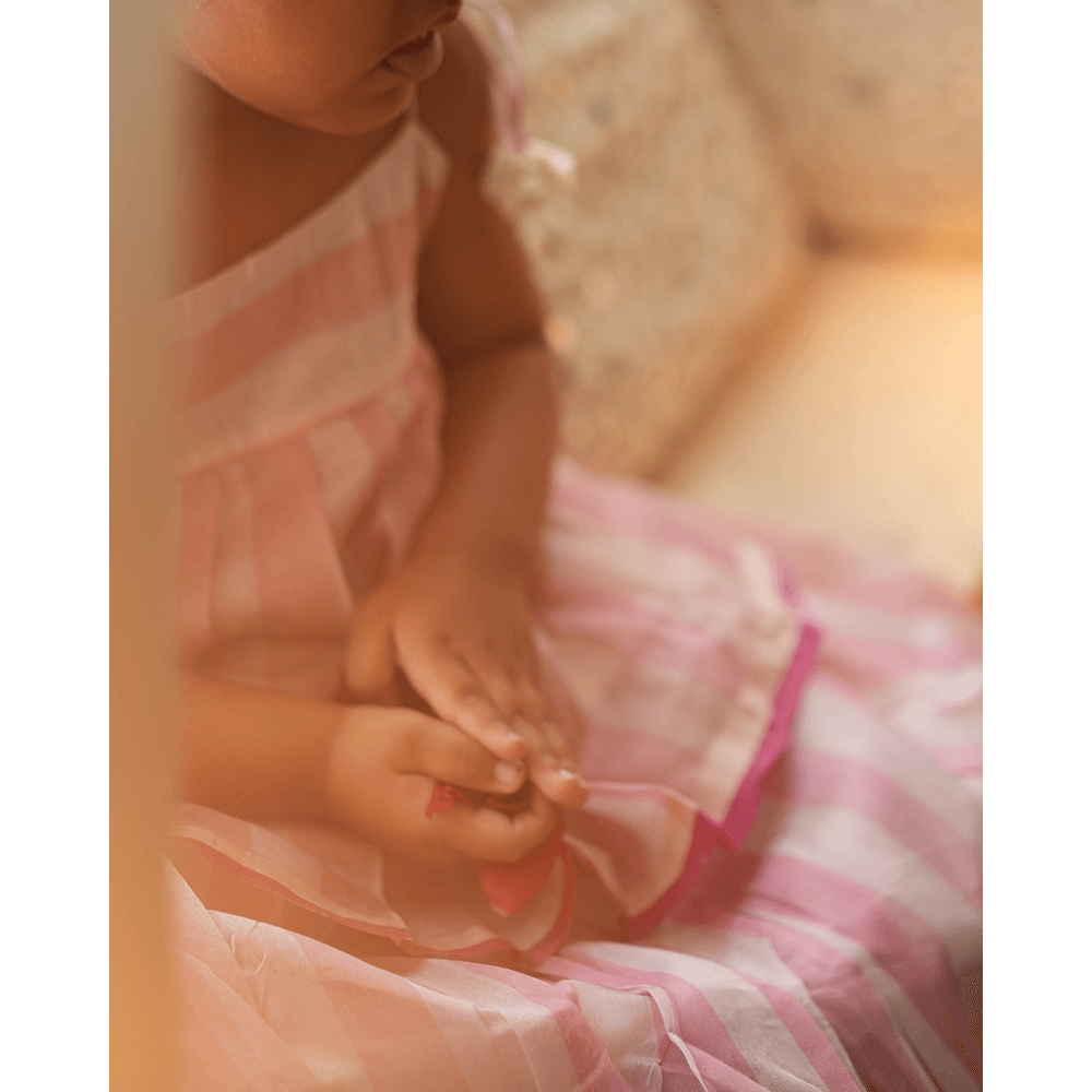Love The World Today Kamal Lehenga Set - Baby Pink Stripes