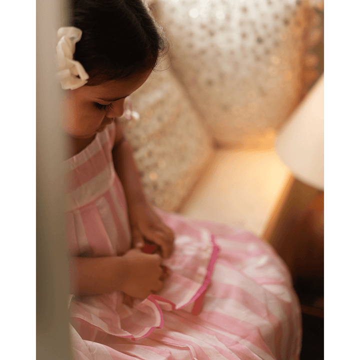 Love The World Today Kamal Lehenga Set - Baby Pink Stripes