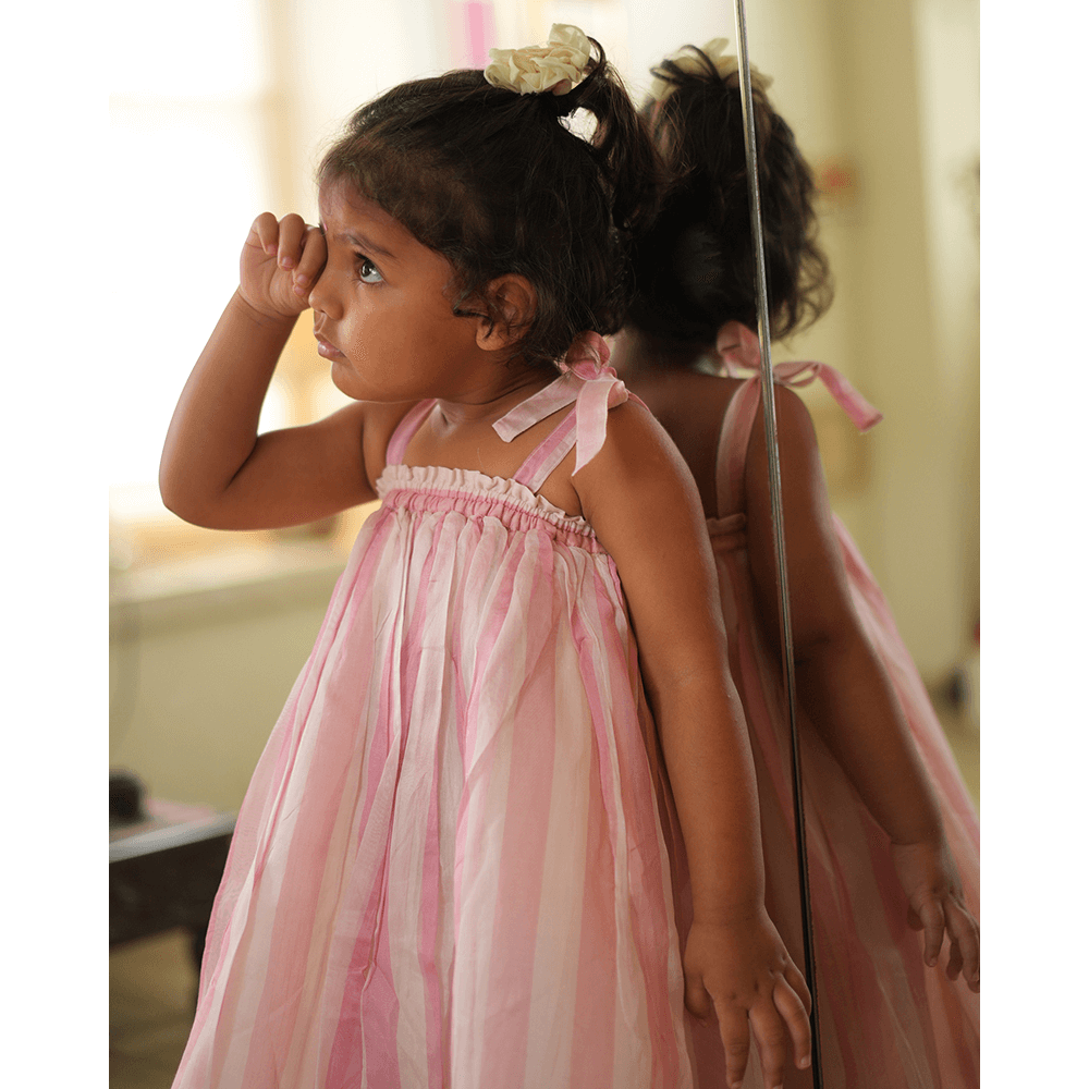 Love The World Today Kamal Lehenga Set - Baby Pink Stripes