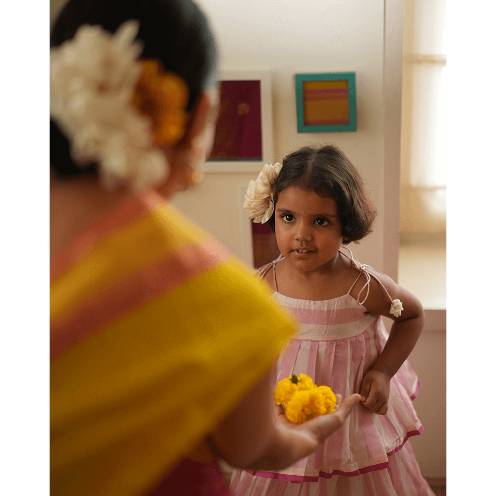 Love The World Today Kamal Lehenga Set - Baby Pink Stripes