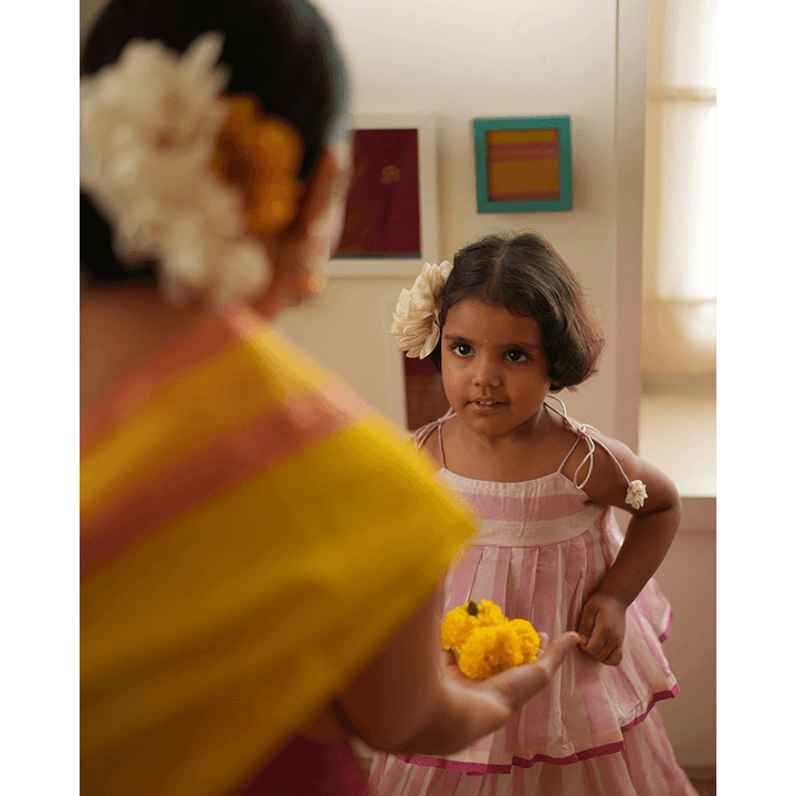Love The World Today Kamal Lehenga Set - Baby Pink Stripes