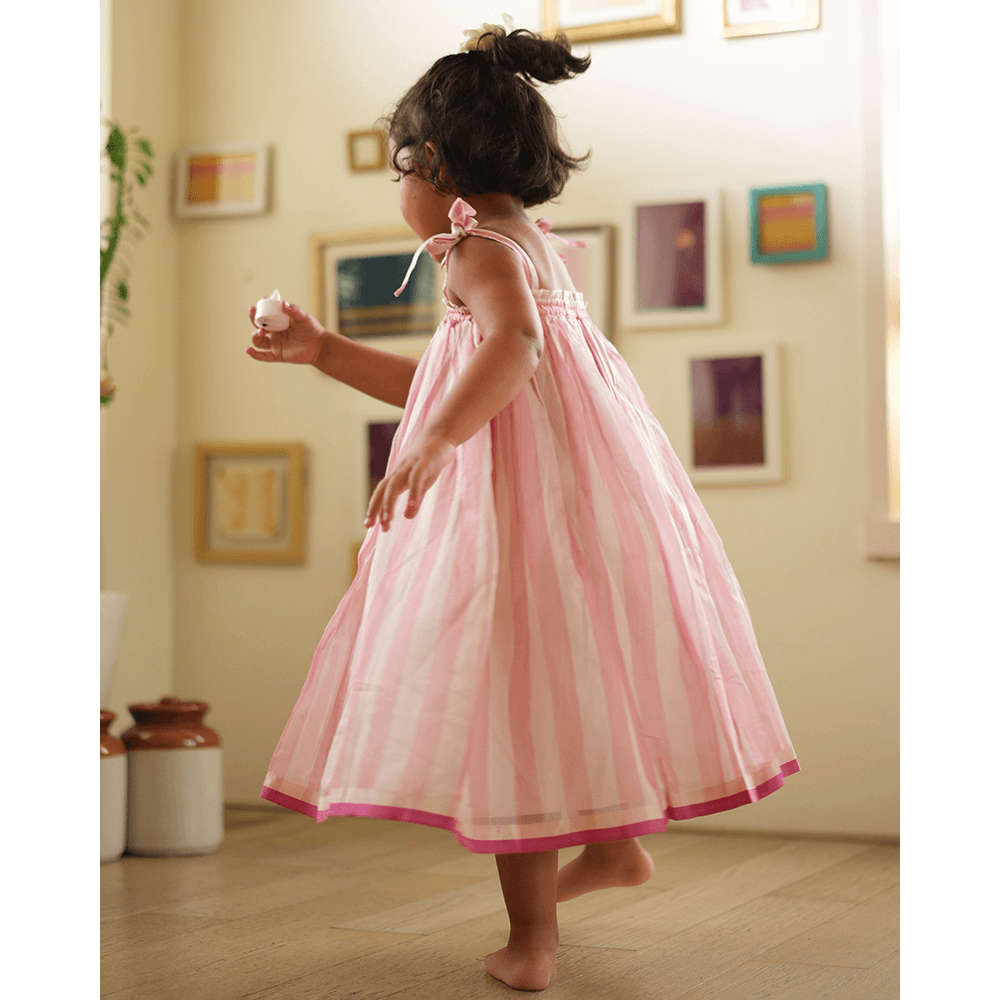 Love The World Today Kamal Lehenga Set - Baby Pink Stripes