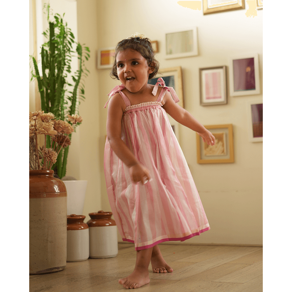 Love The World Today Kamal Lehenga Set - Baby Pink Stripes