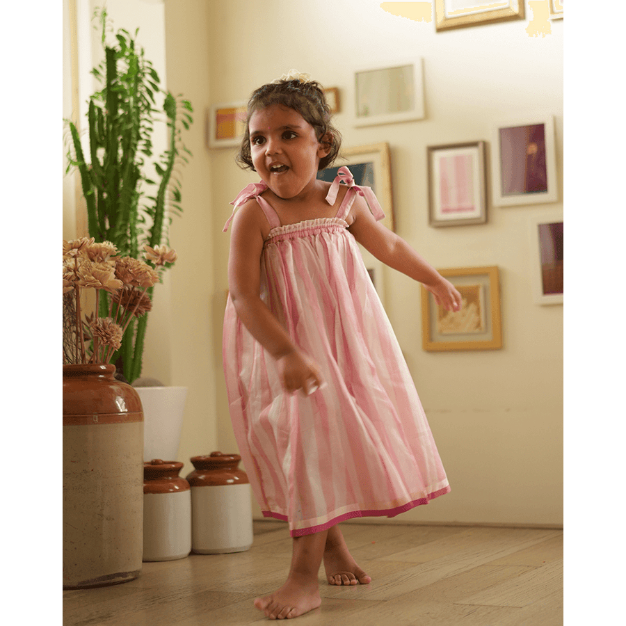 Love The World Today Kamal Lehenga Set - Baby Pink Stripes