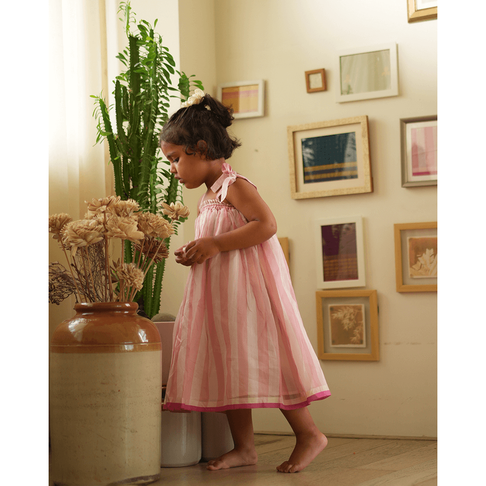 Love The World Today Kamal Lehenga Set - Baby Pink Stripes