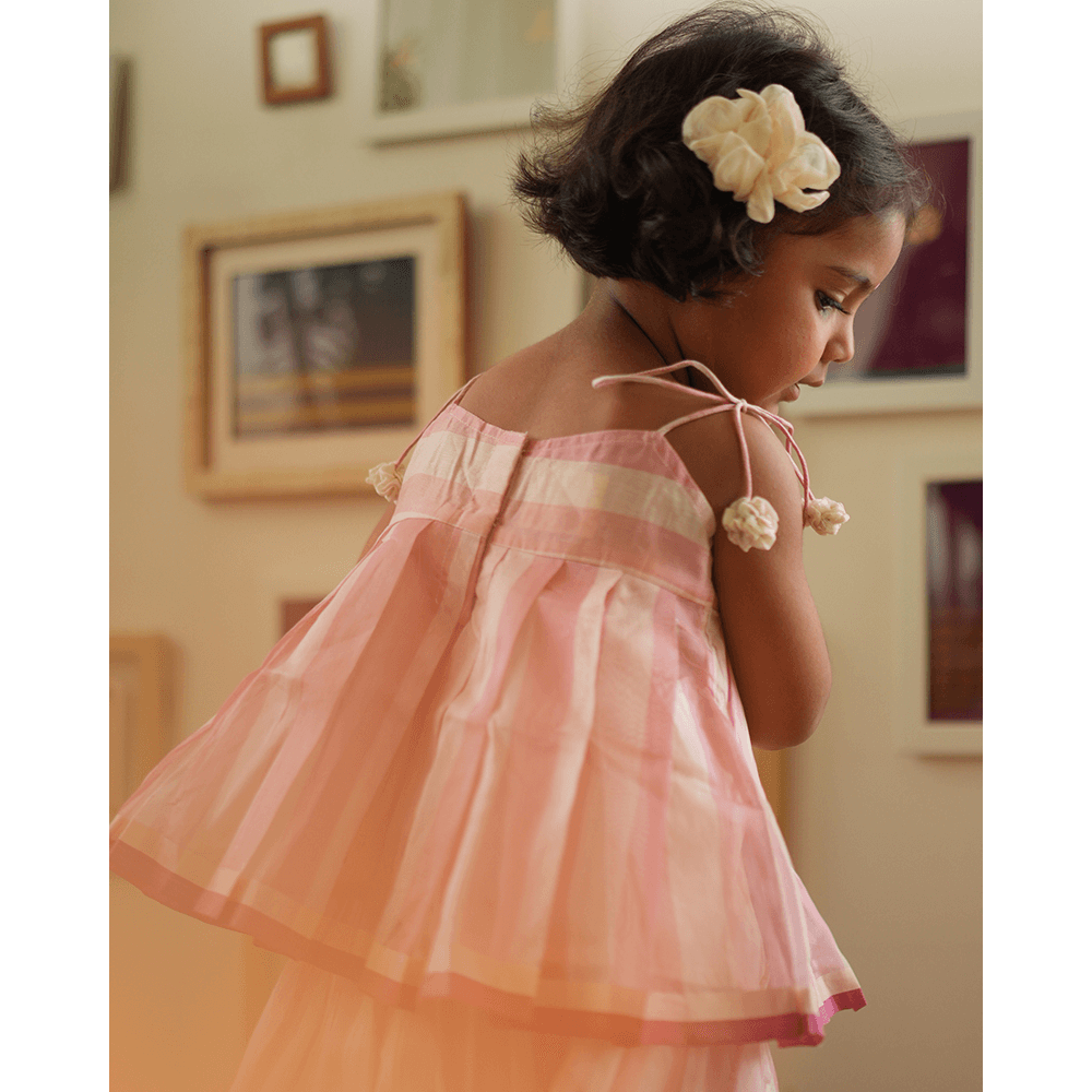 Love The World Today Kamal Lehenga Set - Baby Pink Stripes