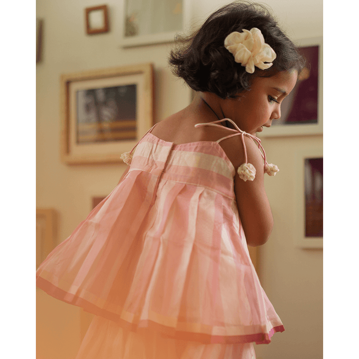 Love The World Today Kamal Lehenga Set - Baby Pink Stripes