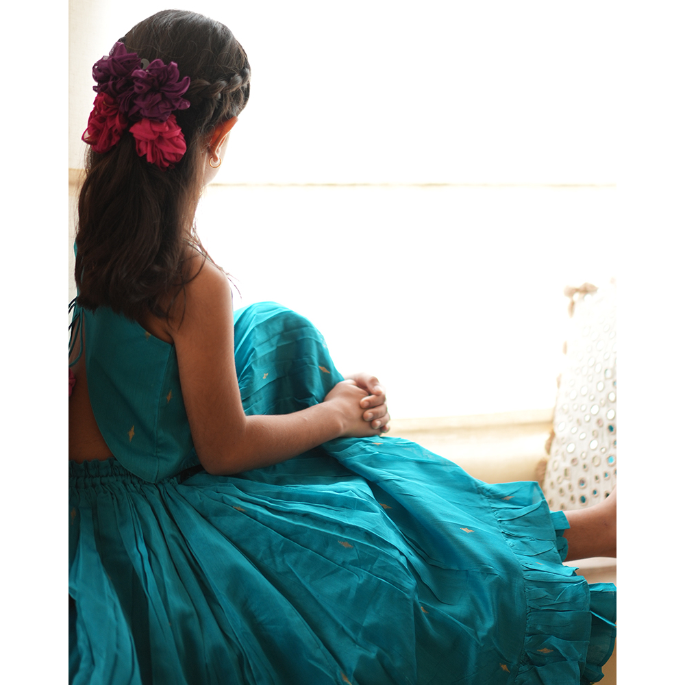 Love The World Today Nilima Lehenga Set - Teal