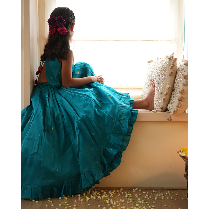 Love The World Today Nilima Lehenga Set - Teal