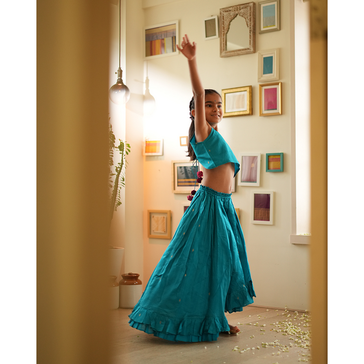 Love The World Today Nilima Lehenga Set - Teal