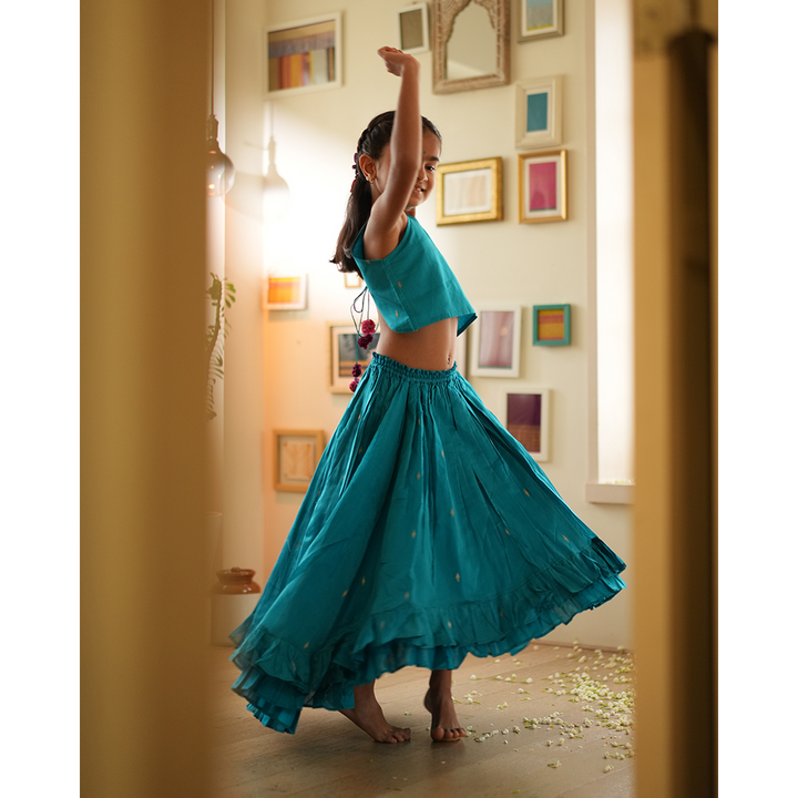 Love The World Today Nilima Lehenga Set - Teal