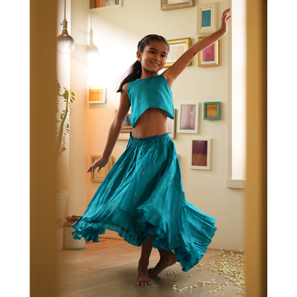 Love The World Today Nilima Lehenga Set - Teal