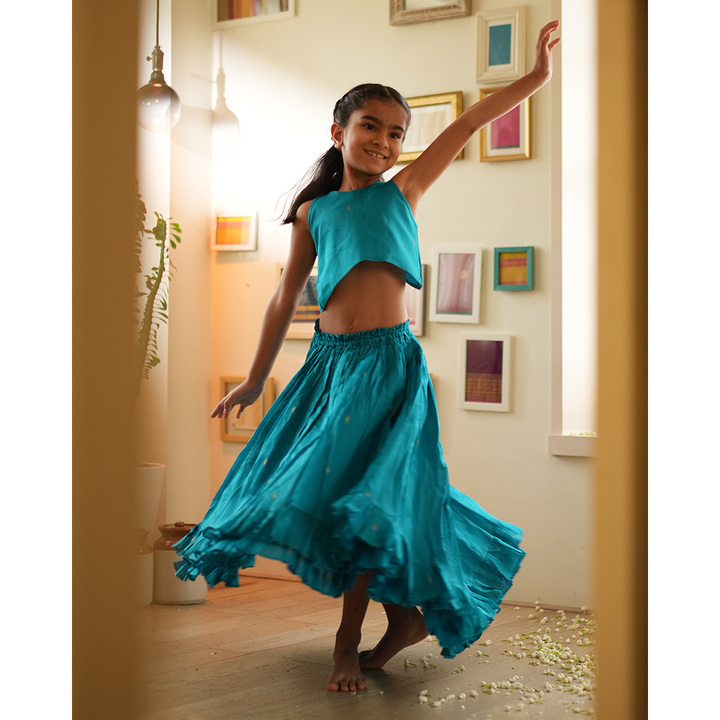 Love The World Today Nilima Lehenga Set - Teal