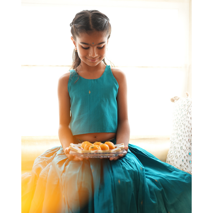 Love The World Today Nilima Lehenga Set - Teal