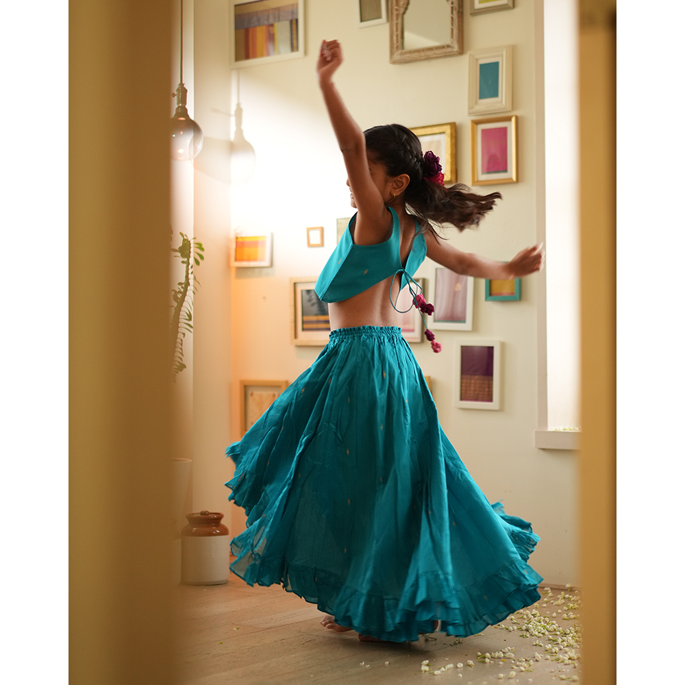 Love The World Today Nilima Lehenga Set - Teal