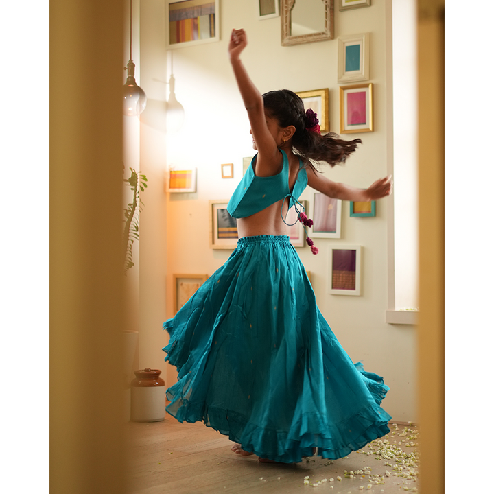 Love The World Today Nilima Lehenga Set - Teal