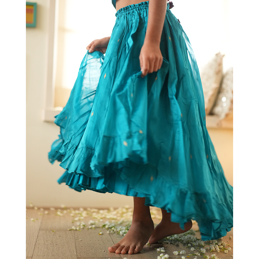 Love The World Today Nilima Lehenga Set - Teal