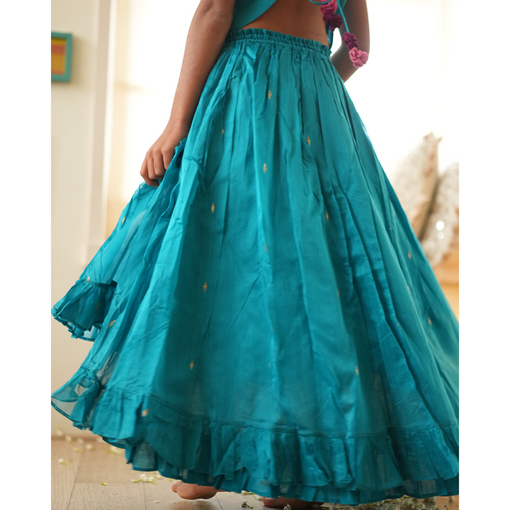 Love The World Today Nilima Lehenga Set - Teal