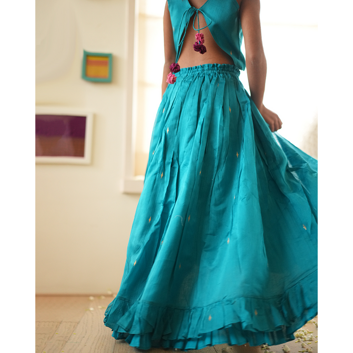 Love The World Today Nilima Lehenga Set - Teal