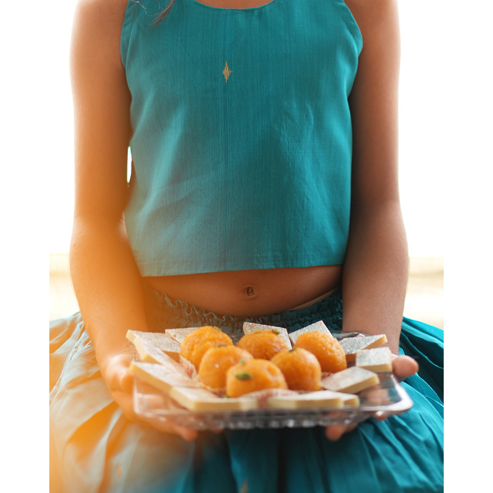 Love The World Today Nilima Lehenga Set - Teal