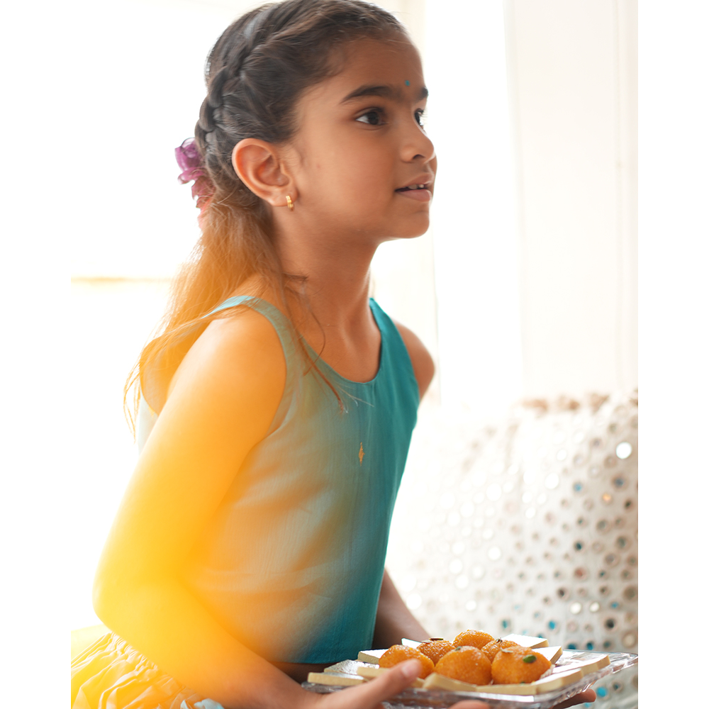 Love The World Today Nilima Lehenga Set - Teal