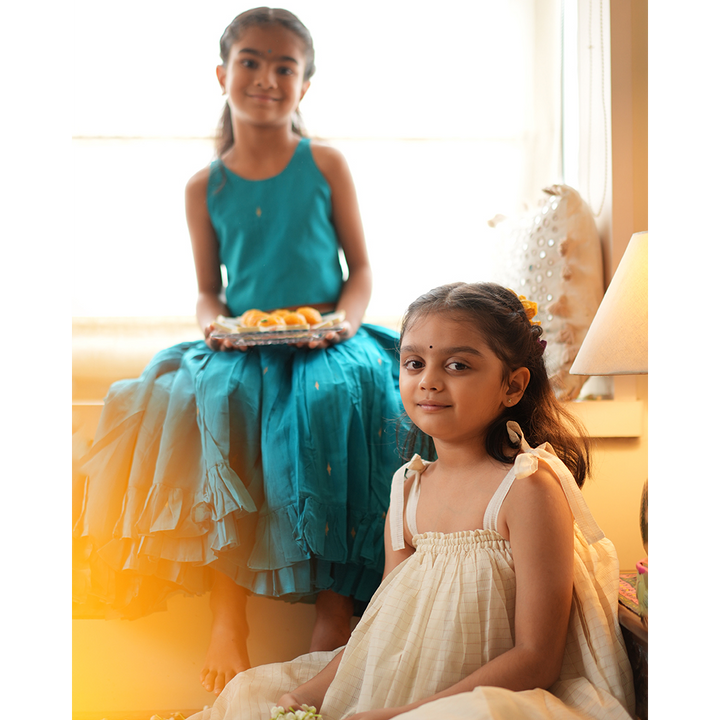 Love The World Today Nilima Lehenga Set - Teal