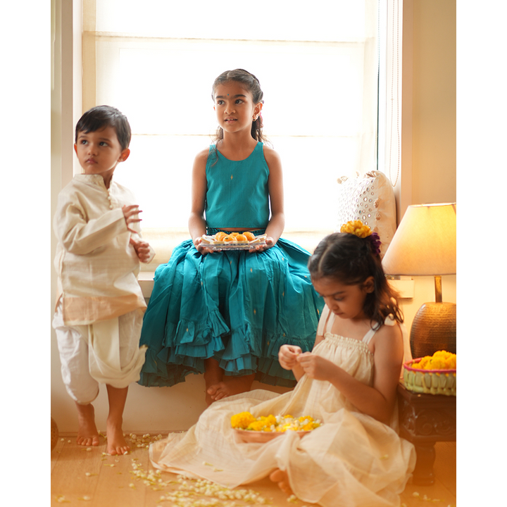 Love The World Today Nilima Lehenga Set - Teal