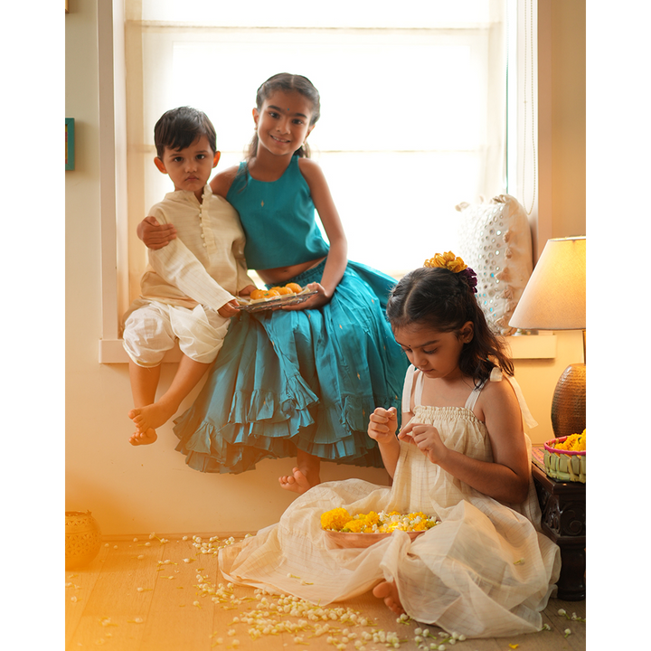 Love The World Today Nilima Lehenga Set - Teal