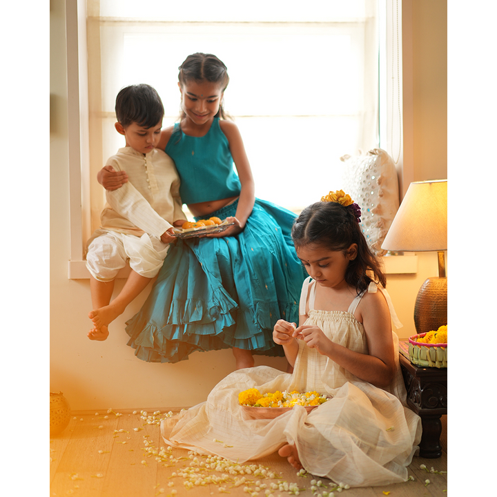 Love The World Today Nilima Lehenga Set - Teal