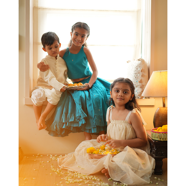 Love The World Today Nilima Lehenga Set - Teal