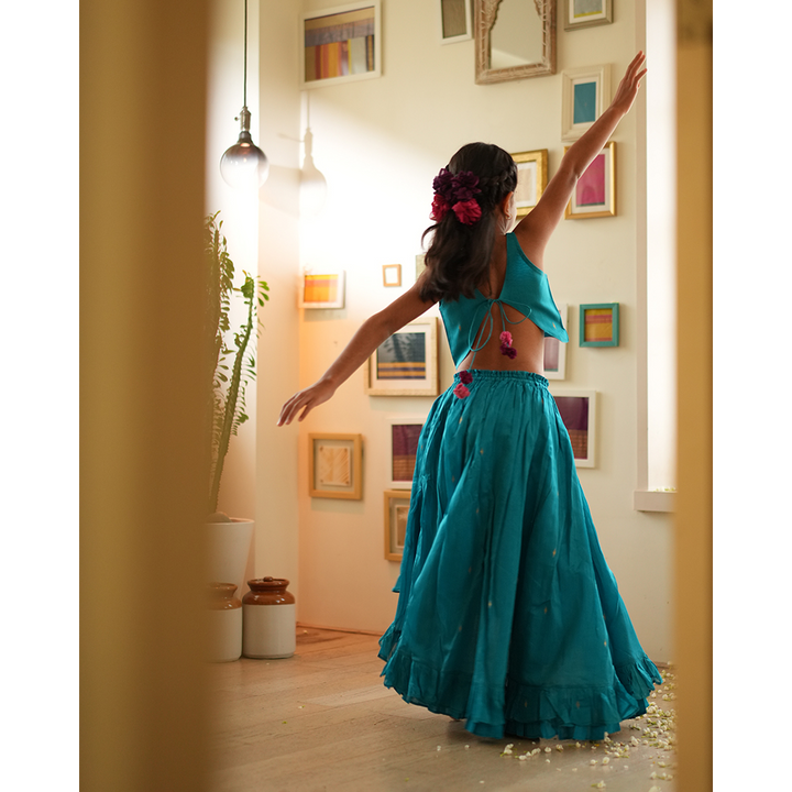 Love The World Today Nilima Lehenga Set - Teal