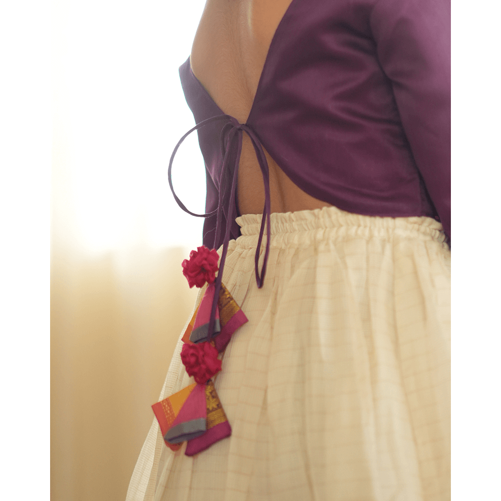 Love The World Today Anagha Lehenga Set - Purple &amp; White Gold