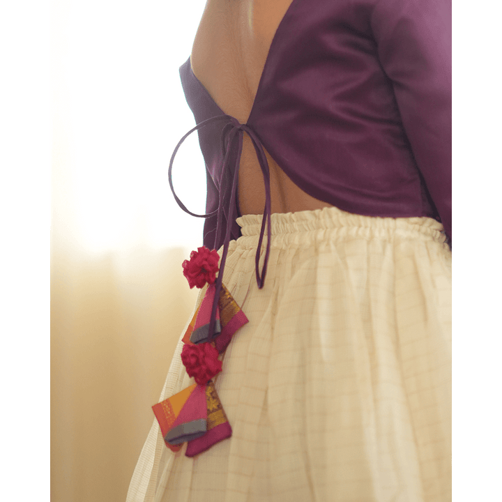 Love The World Today Anagha Lehenga Set - Purple &amp; White Gold